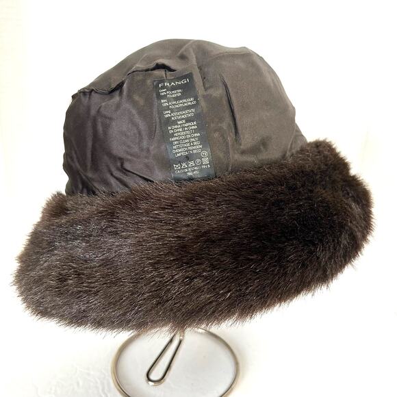 Vintage Frangi Brown Cloche Hat Velvet With Faux Fur Trim